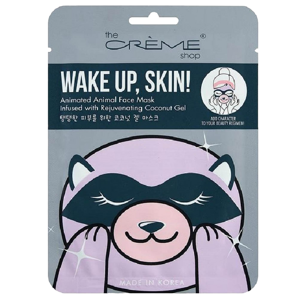 Wake Up, Skin! Animated Raccoon Face Mask - Rejuvenating Coconut Gel