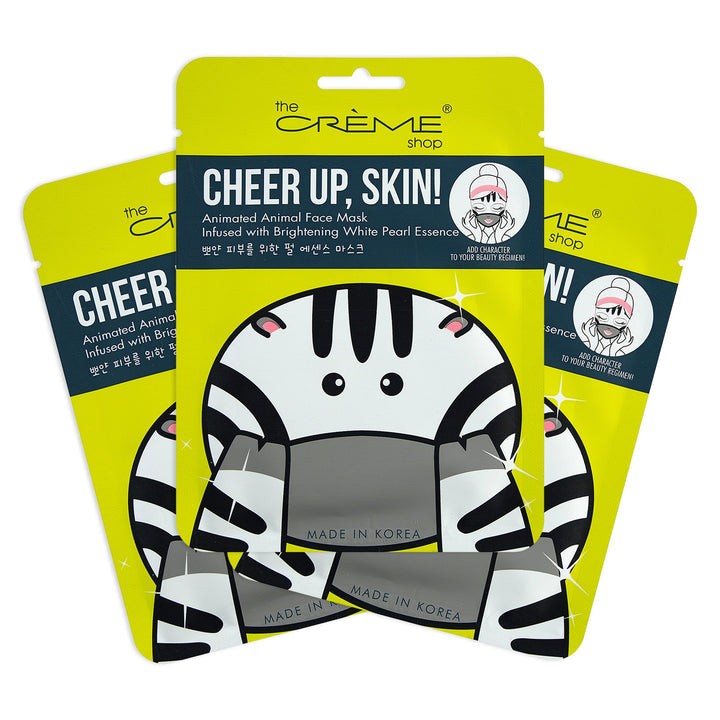 Cheer Up, Skin! Animated Zebra Face Mask - Brightening White Pearl Essence