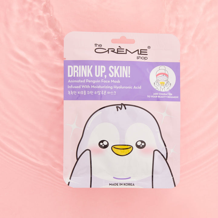 Drink Up, Skin! Animated Penguin Face Mask - Moisturizing Hyaluronic Acid