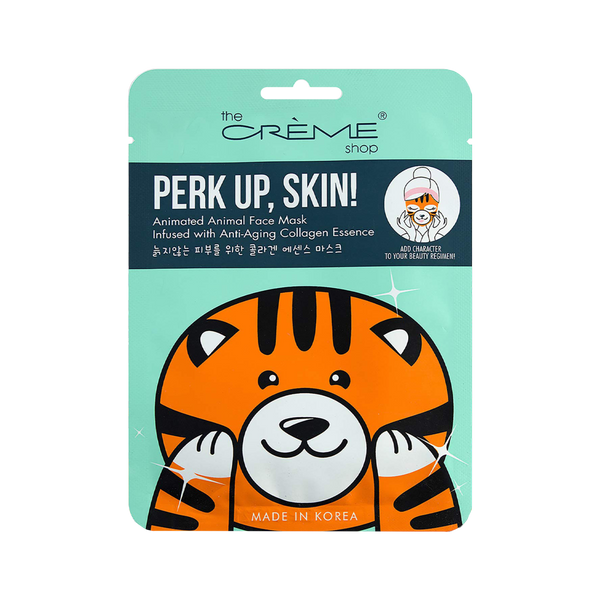 Perk Up, Skin! Animated Tiger Face Mask - Anti-Aging Collagen Essence