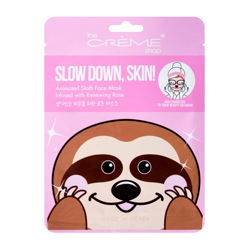 Slow Down, Skin! Animated Sloth Face Mask - Renewing Rose