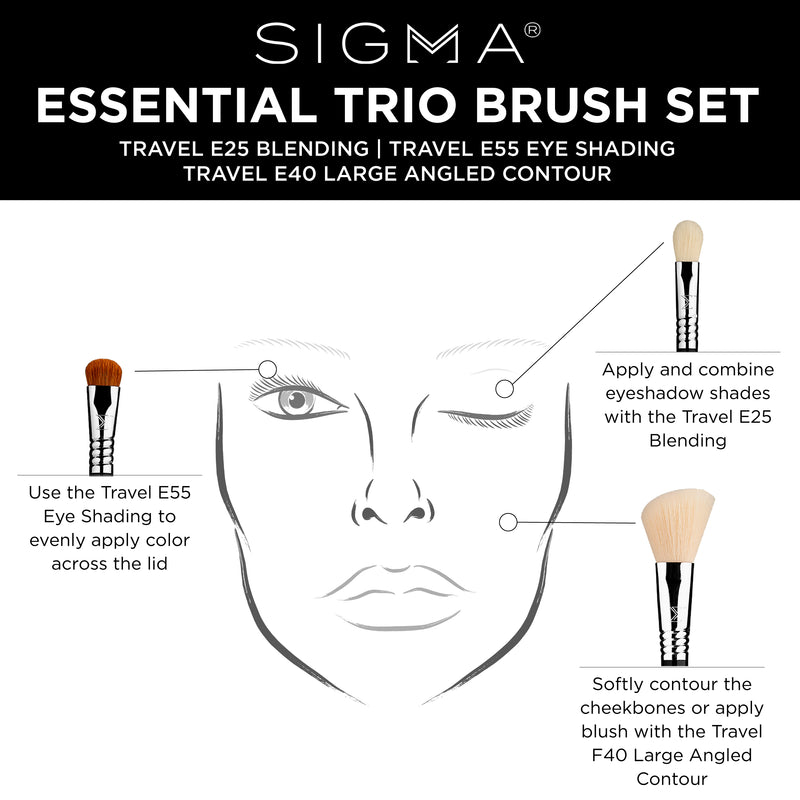 Essential Trio Brush Set- Black